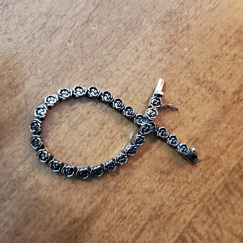 PZ Sterling Rose Link Bracelet - Picture 8 of 16